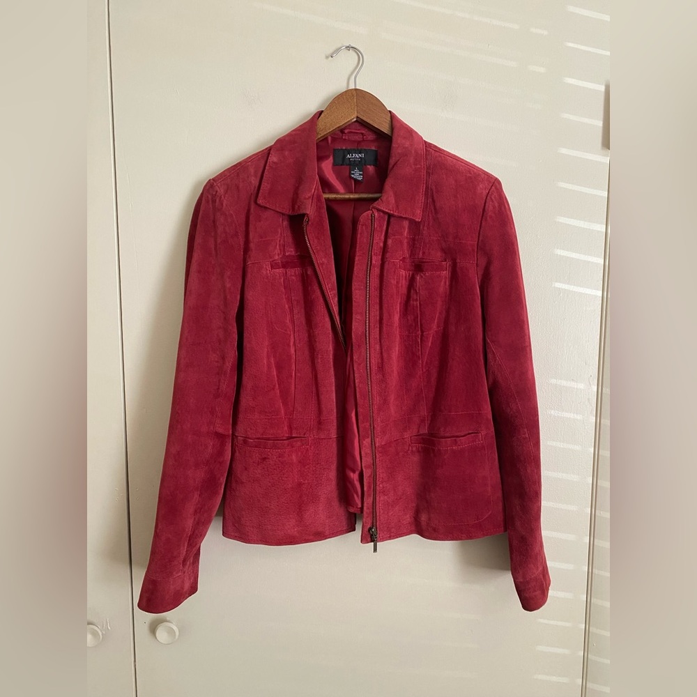 Red Leather Jacket Size Large Petite
